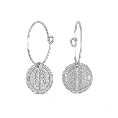 Silver Tree of Life Coin Earrings